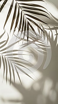 Palm Leaf Casting Shadow on Wall