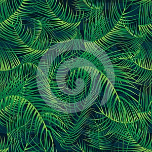 Palm leaf green full page seamless pattern