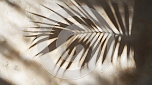 Palm Leaf Shadow Cast on a Light Beige Wall