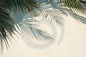 Palm Leaf Shadows Cast on a Light Beige Wall