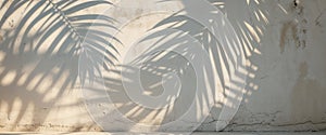 Palm Leaf Shadows on White Textured Wall