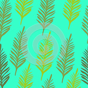 Palm leaf silhouettes seamless pattern.