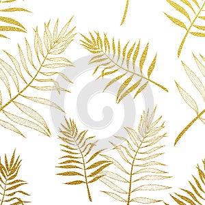 Palm leaves seamless pattern. Vector botanical illustration.