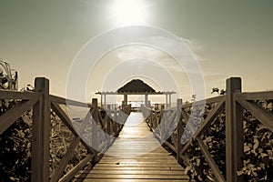 Palm leaves shelter in Caribbean paradise, Cayo Guillermo, Cuba