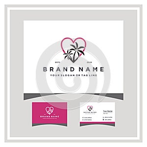 palm love logo design and business card vector
