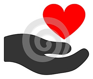 Palm Offer Love Heart Raster Icon Flat Illustration
