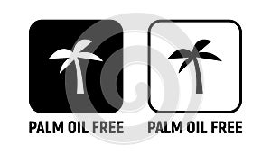 Palm oil free vector icon symbol logo. Palm tree without oil product food illustration package icon.