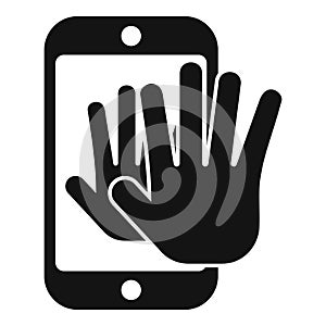 Palm phone scanning icon simple vector. Security system