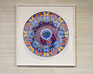 `Palm Print: Dixit insipiens`by British artist Damien Hirst on public display inside Clements University Hospital in Dallas, Texas