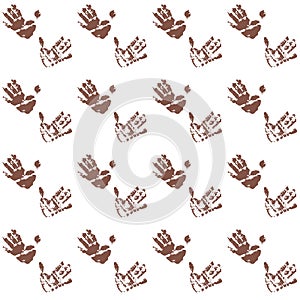 Palm print on white background, seamless pattern symbol of friendship and mutual assistance