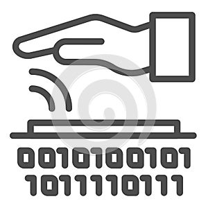 Palm recognition line icon. Verification palmprint system vector illustration isolated on white. Identity biometric