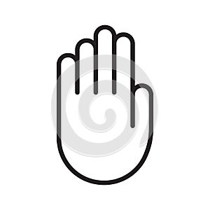 Palm of right hand icon. Thin line art template for warning, taboo and ban. Black simple illustration. Contour isolated vector