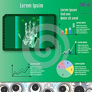 Palm scanner infographic. Vector