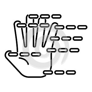 Palm scanning icon outline vector. Biometric signature