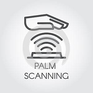Palm scanning line icon. Verification palmprint system.