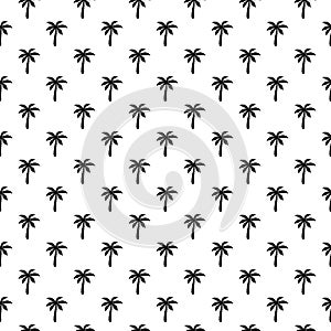 Palm seamless pattern. Repeated palm trees pattern. Black coconut tree isolated on white background. Repeating tropical texture fo