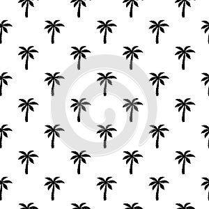 Palm seamless pattern. Repeated palm trees pattern. Black coconut tree isolated on white background. Repeating tropical texture fo