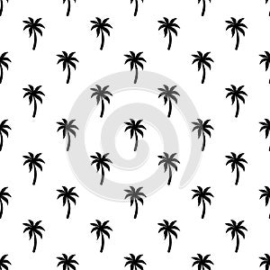 Palm seamless pattern. Repeating palm trees pattern. Black coconut tree isolated on white background. Repeated tropical texture fo