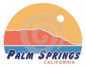 Palm Springs T-Shirt Design | Retro California Graphic | Mt. San Jacinto Vector Illustration | Coachella Valley | Desert Tee