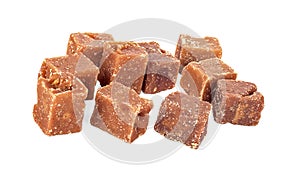 The palm sugar or Jaggery on white background