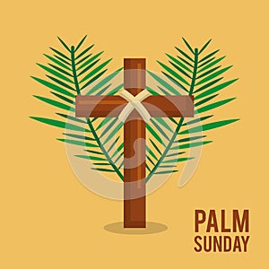 Palm sunday branches text with cross easter celebration