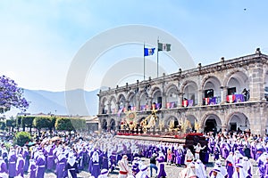 Palm Sunday procession in front of City Hall, Antigua, Guatemala