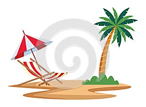 Palm tree with beach chair icon cartoon