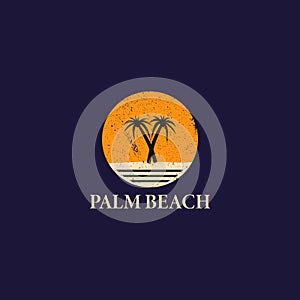 Palm Tree Beach Silhouette for Hotel Restaurant Vacation Holiday Travel Logo applied for the hospitality logo design.