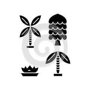 Palm tree black icon concept. Palm tree vector sign, symbol, illustration.