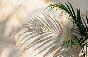 Palm Tree Casting Shadow on Wall