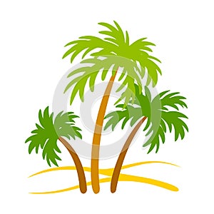 Palm tree color silhouette isolated on white background.