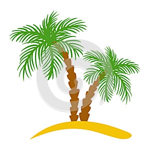 Palm tree color silhouette isolated on white background.