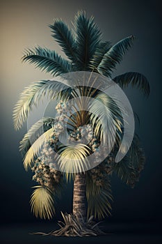 Palm tree on a dark gradient background
