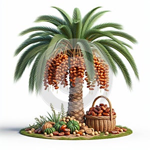 palm tree with dates all around it, HD image