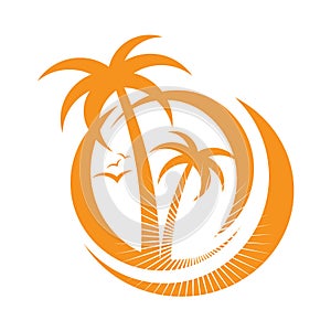 Palm tree emblems. icon sign. design element