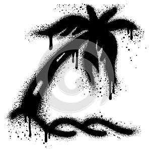 palm tree graffiti with black spray paint.