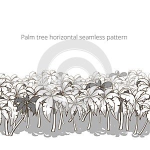 Palm tree horizontal pattern colorless vector