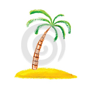 Palm tree on the island, vector illustration