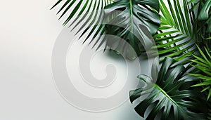 Palm tree leaf isolated on white background. Tropical foliage closeup. Beauty spa salon concept. Beach summer exotic relax. Palm