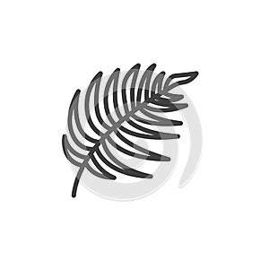 Palm tree leaf line icon