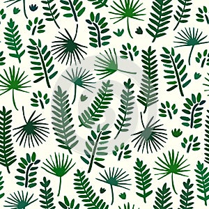 Palm tree leaf seamless pattern background. Palm tree leaf textile pattern.