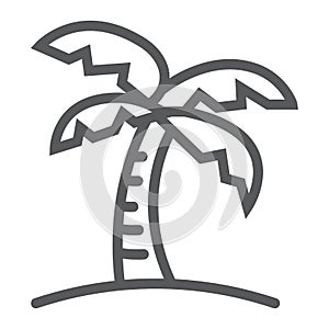 Palm tree line icon, travel and tourism