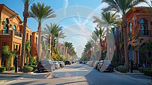 Palm Tree-Lined Street With Parked Cars