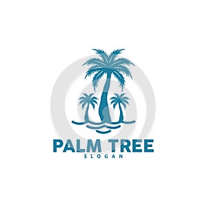 Palm Tree Logo, Beach Vector, Summer Design, Silhouette Symbol Illustration