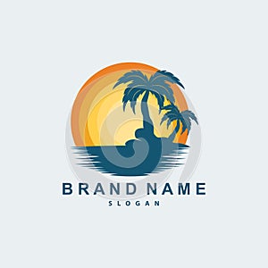 Palm Tree Logo, Beach Vector, Summer Design, Silhouette Symbol Illustration