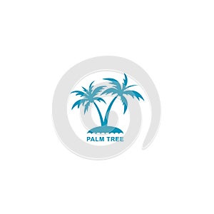 Palm tree logo vector illustration, design two silhouette blue palm trees