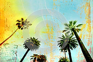 Palm Tree Paradise art background - multi layered background photo