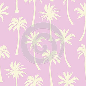 Palm tree pattern. Seamless hand drawn textures on exotic trendy background. Nature textile print. Modern tropical