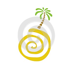 Palm tree on the sand, vector illustration