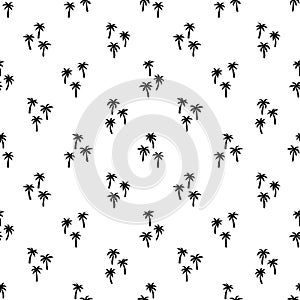 Palm tree seamless pattern. Repeating cute palms background prints. Repeated modern flowers design. Sample texture black white photo